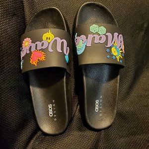 Asos Slides, Make Waves, Black, Size UK 7
